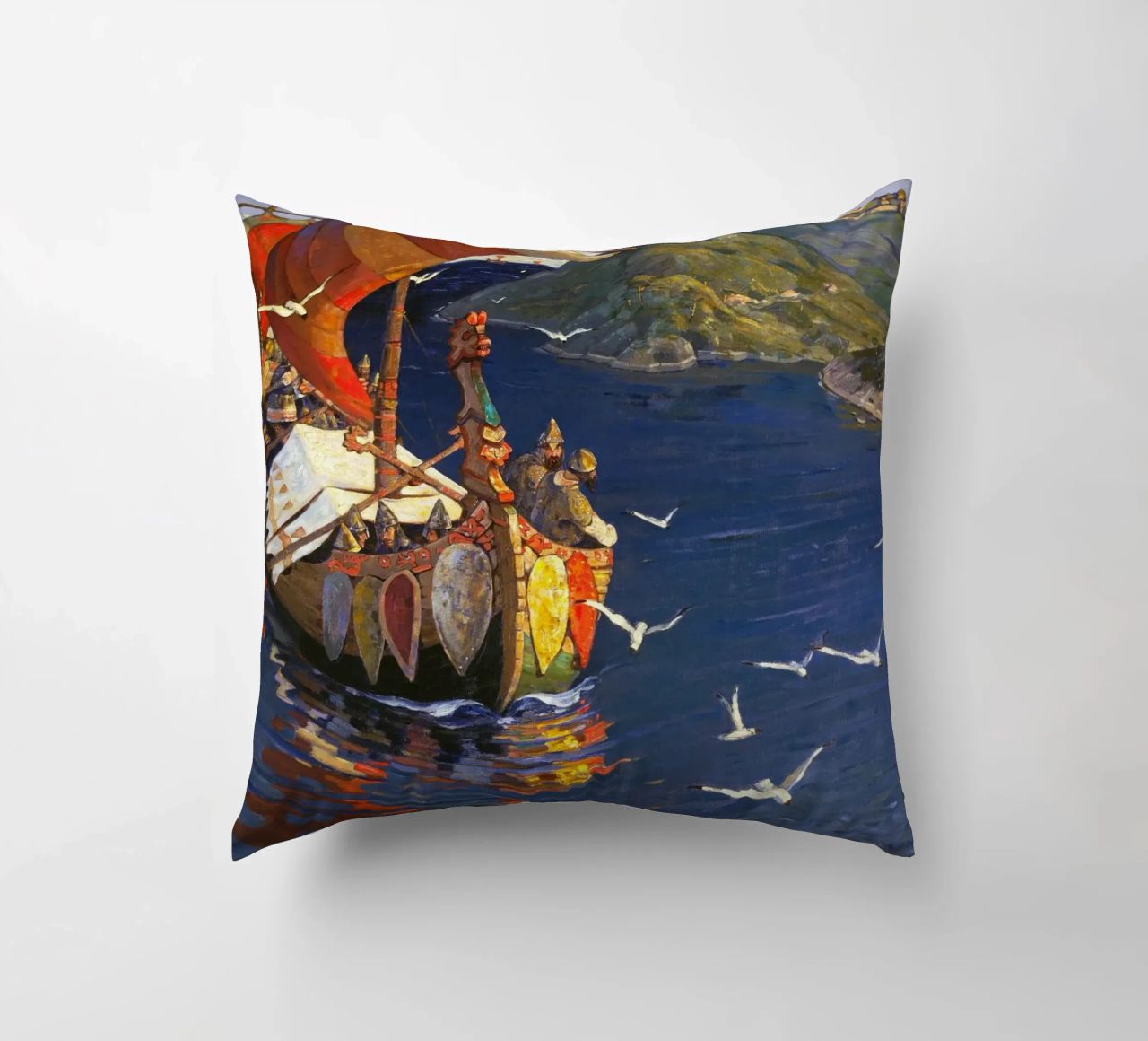 Nicholas Roerich - Guests from Overseas decorative cushion by Timeless Artworks