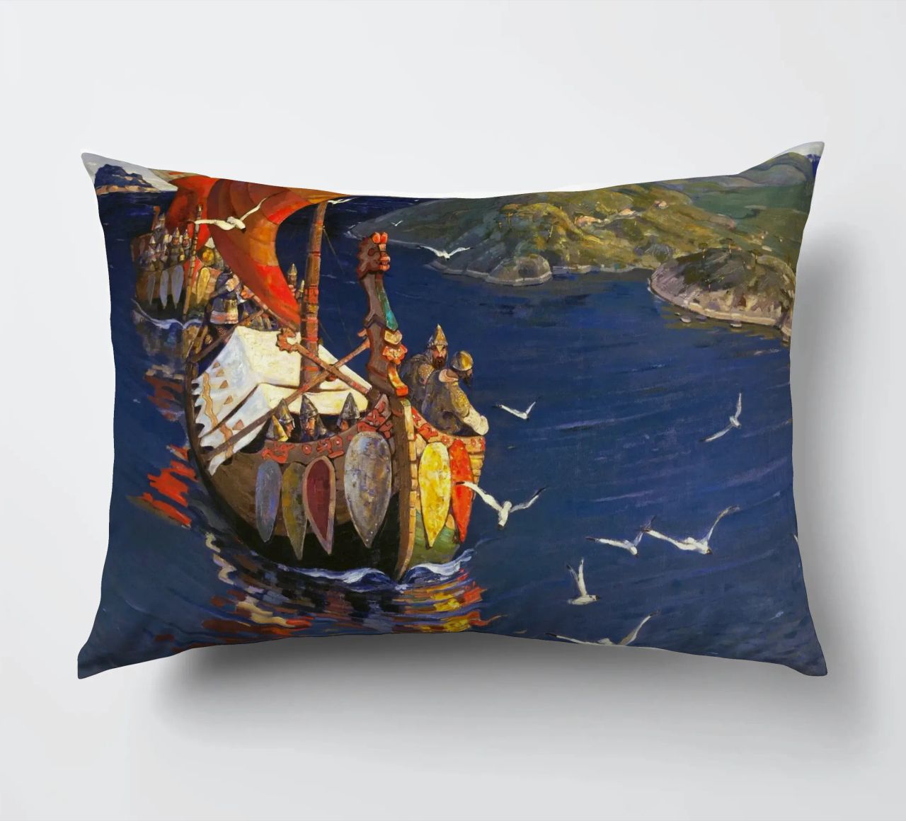 Nicholas Roerich - Guests from Overseas decorative cushion by Timeless Artworks