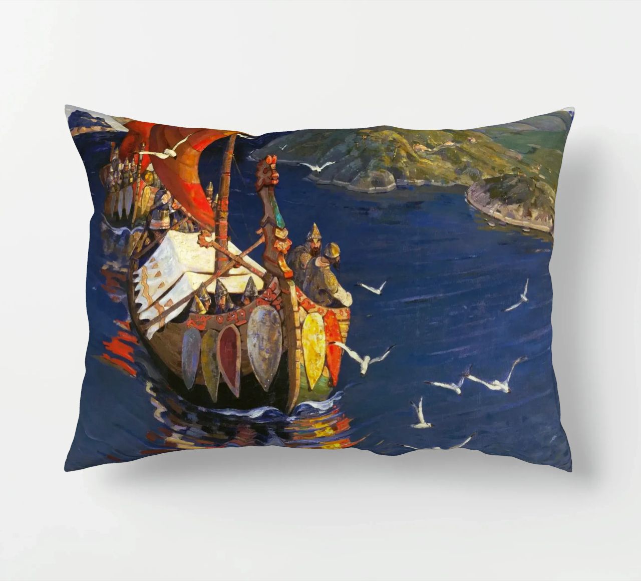Nicholas Roerich - Guests from Overseas decorative cushion by Timeless Artworks