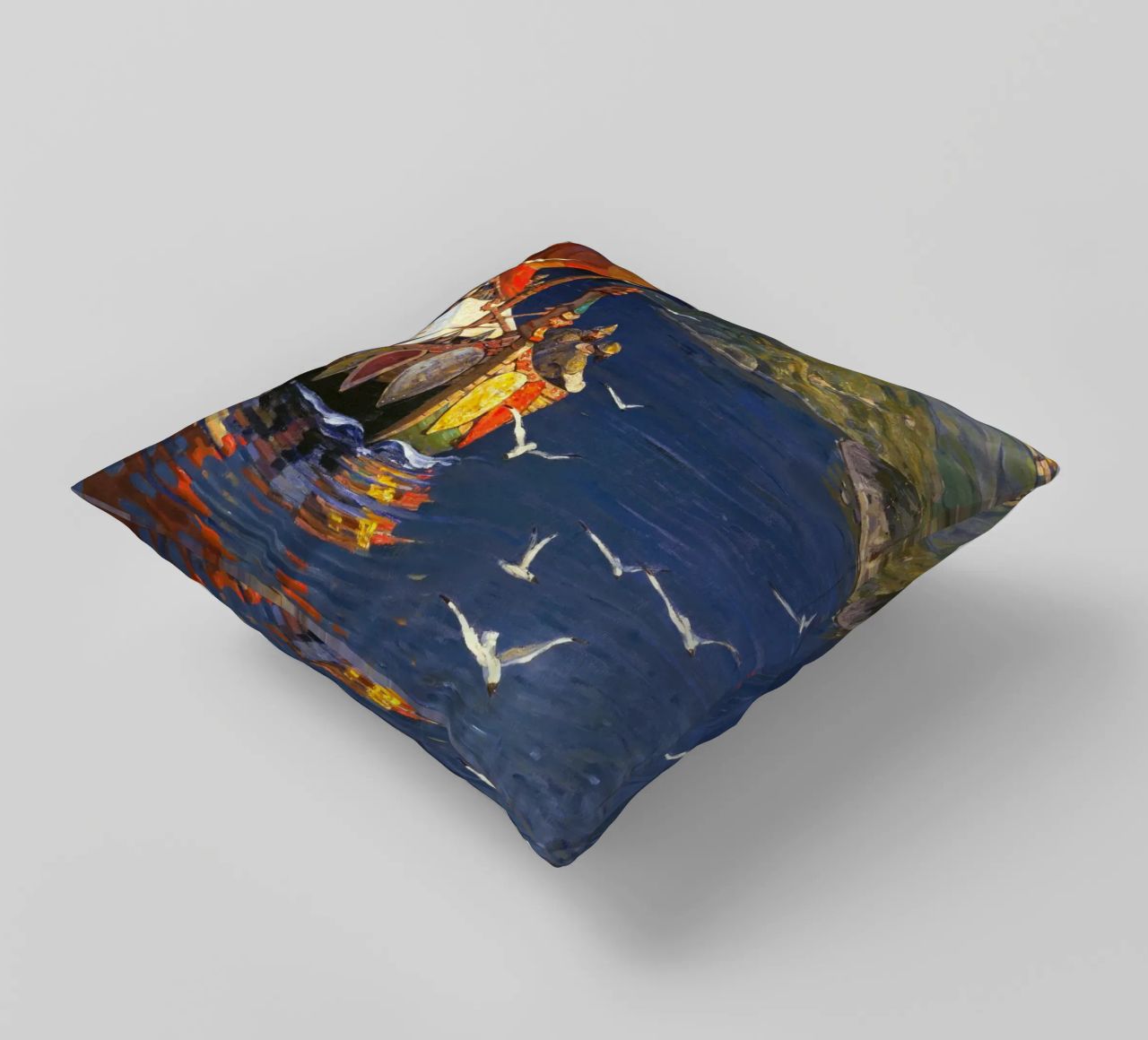Nicholas Roerich - Guests from Overseas decorative cushion by Timeless Artworks