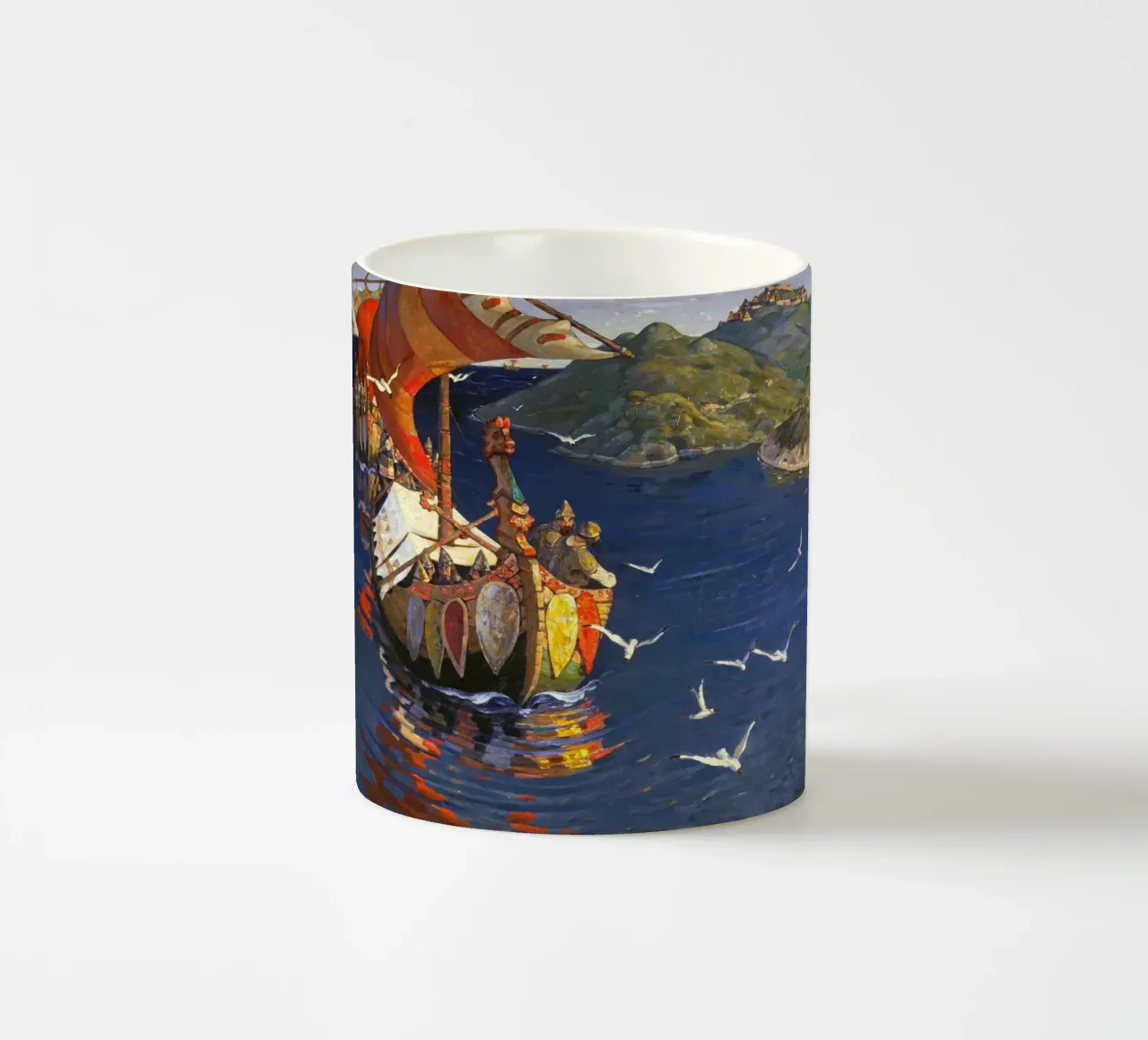 Nicholas Roerich - Ospiti da oltreoceano tazza in ceramica da Timeless Artworks
