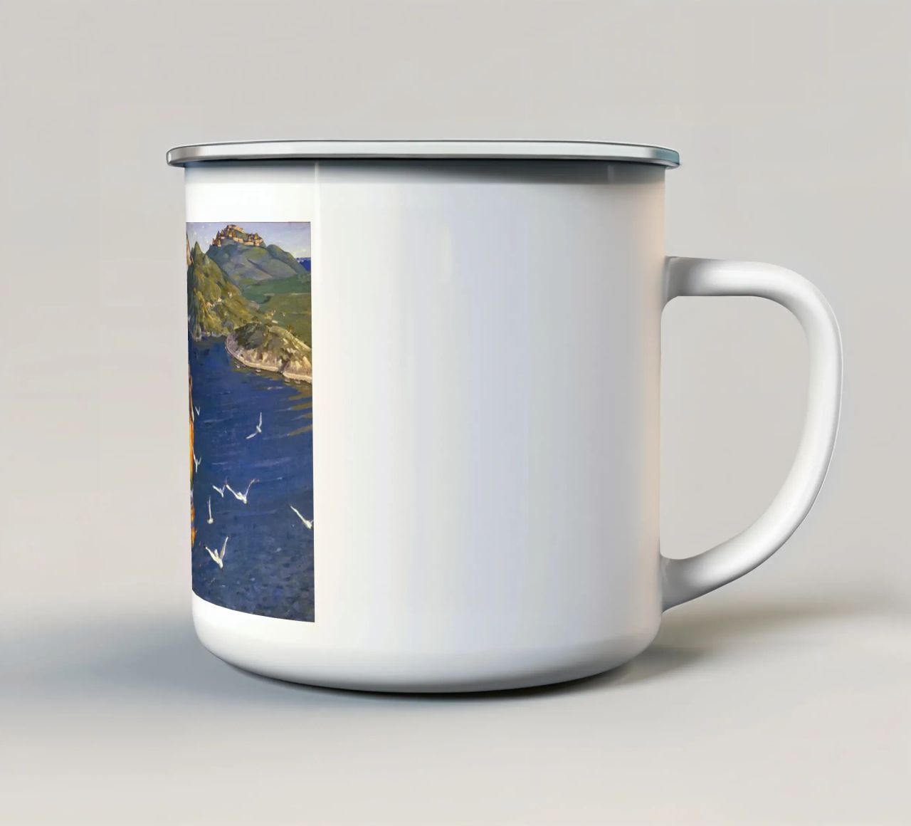 Nicholas Roerich - Guests from Overseas enamel mug by Timeless Artworks