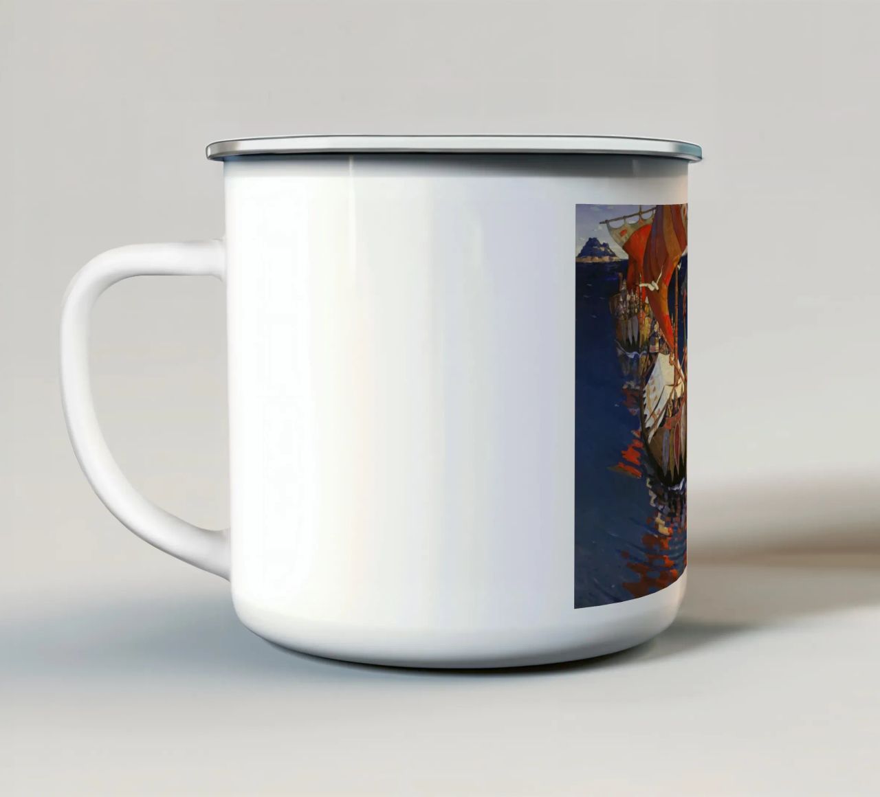 Nicholas Roerich - Guests from Overseas enamel mug by Timeless Artworks