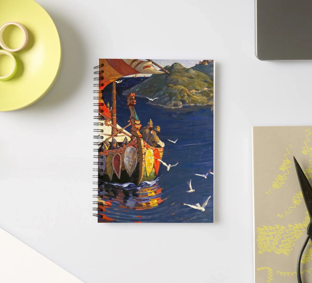 Nicholas Roerich - Guests from Overseas spiral notebook by Timeless Artworks