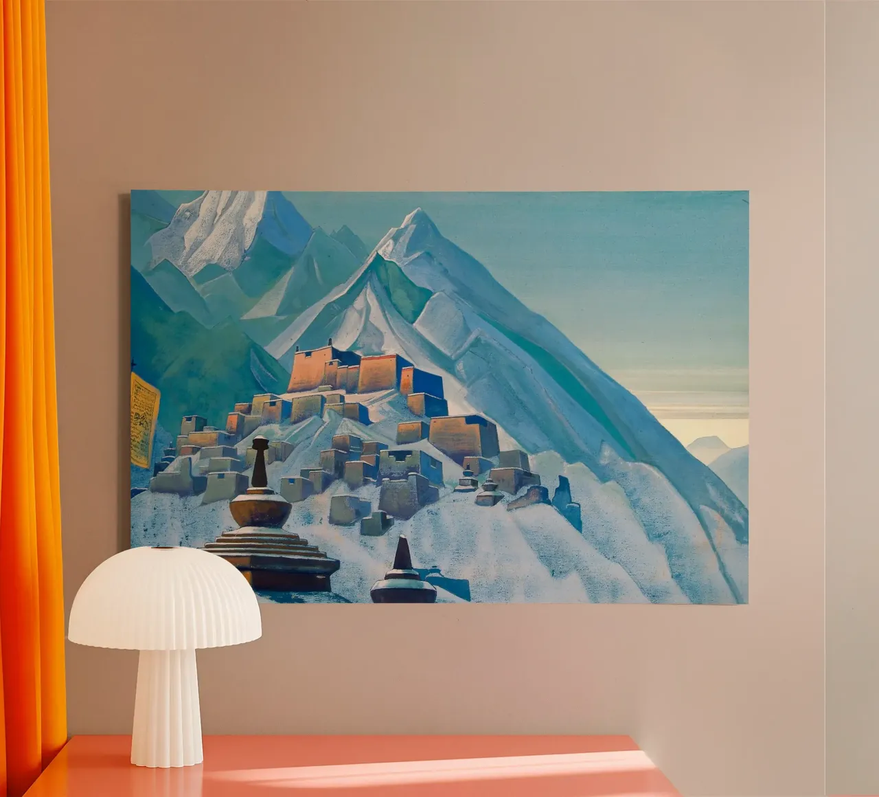 Nicholas Roerich - Tibet Himalayas canvas met Baklijst van Timeless Artworks