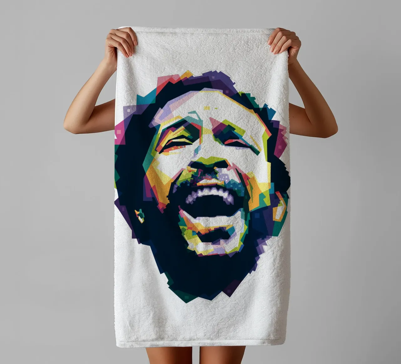 Marvin Gaye Pop Art WPAP towel by Alkahfsmart