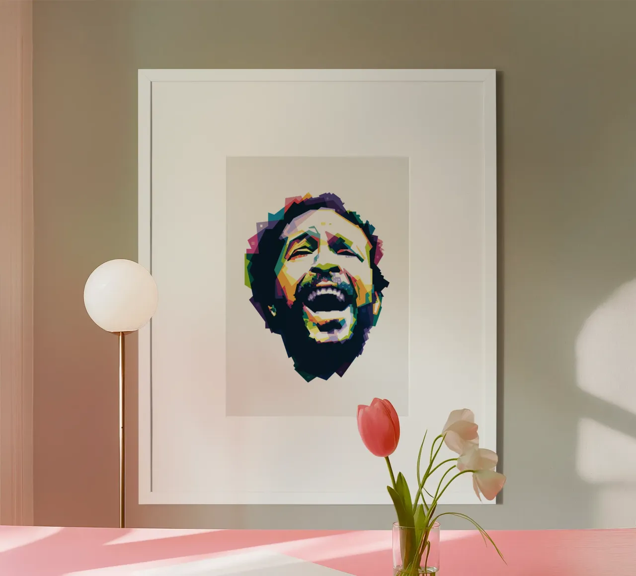 Marvin Gaye Pop Art WPAP poster con telaio in plastica da Alkahfsmart