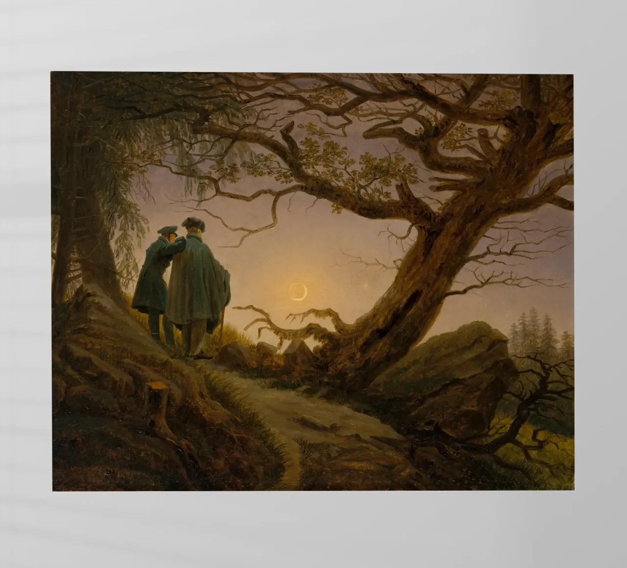 Caspar David Friedrich - Due uomini che contemplano la luna pellicola backlit da Timeless Artworks