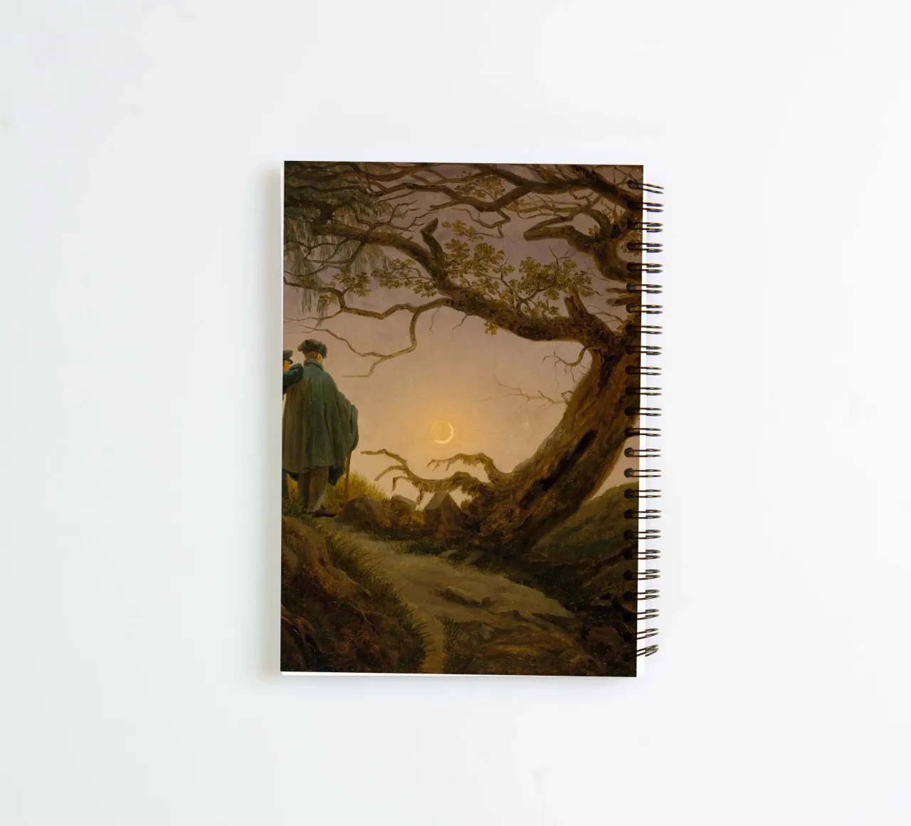 Caspar David Friedrich - Two Men Contemplating the Moon spiral notebook by Timeless Artworks