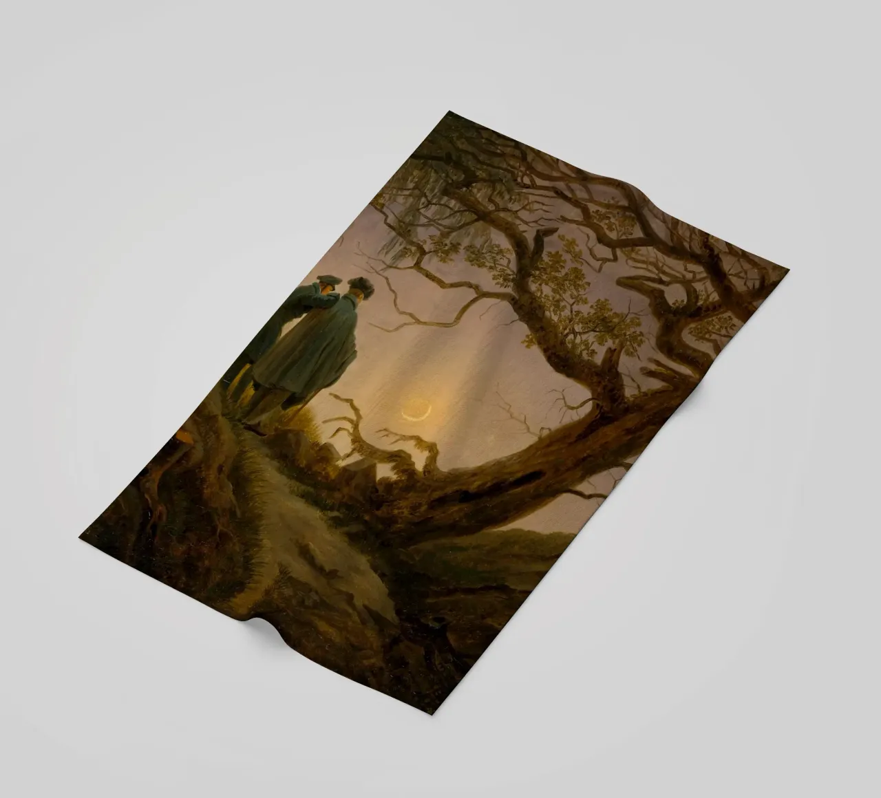 Caspar David Friedrich - Twee mannen die de maan aanschouwen strandhanddoek van Timeless Artworks