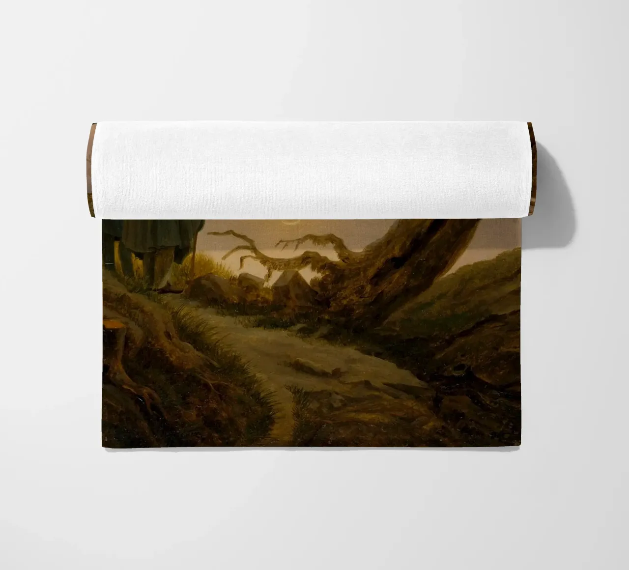 Caspar David Friedrich - Twee mannen die de maan aanschouwen strandhanddoek van Timeless Artworks