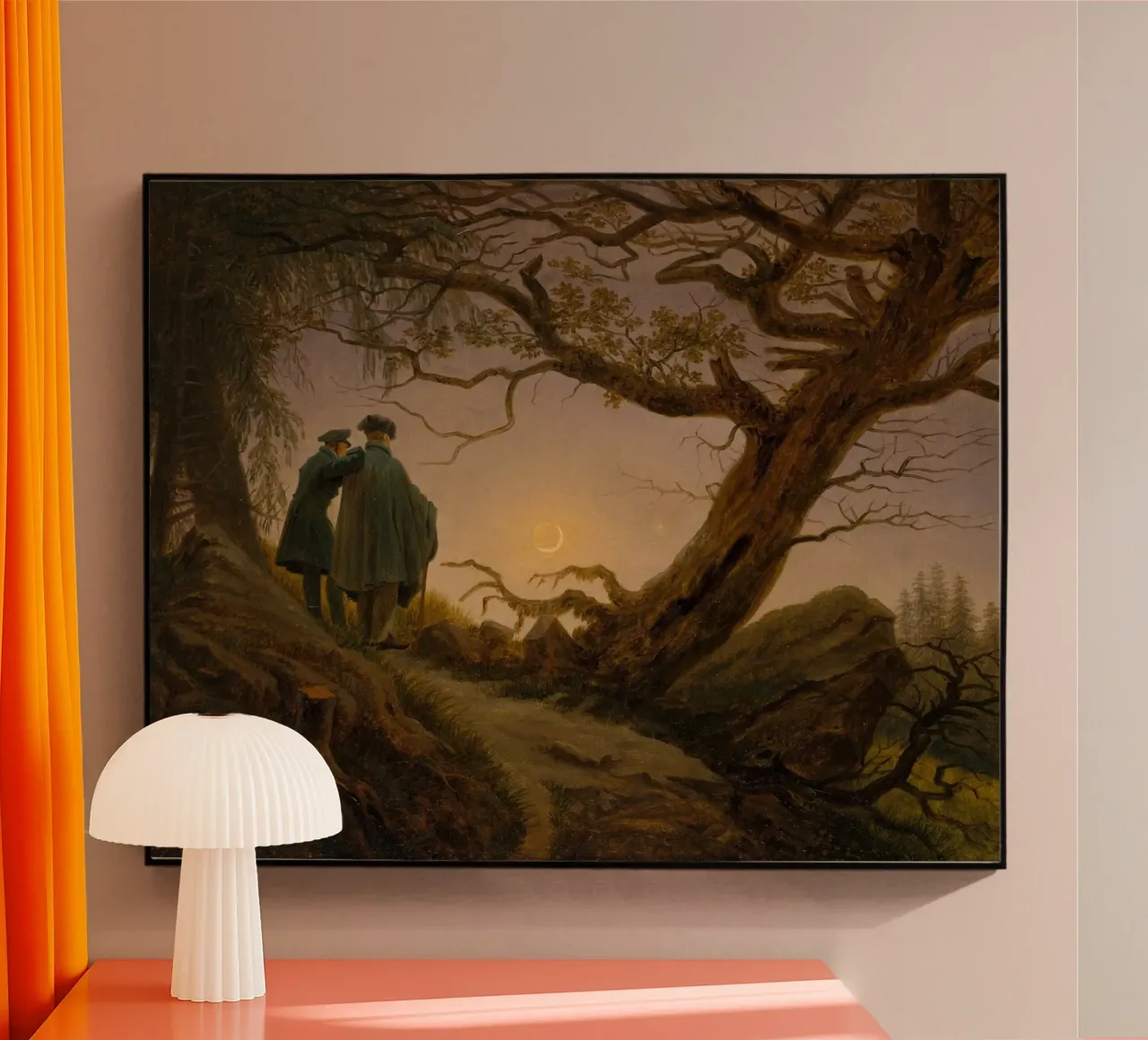 Caspar David Friedrich - Twee mannen die de maan aanschouwen acryl van Timeless Artworks