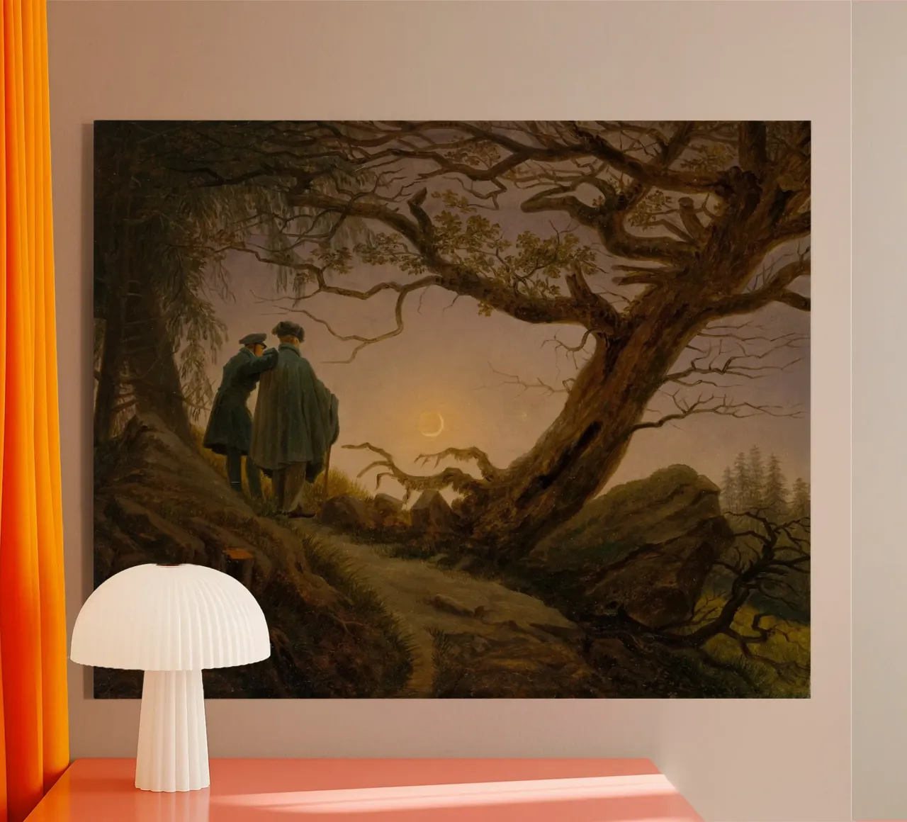 Caspar David Friedrich - Twee mannen die de maan aanschouwen acryl van Timeless Artworks