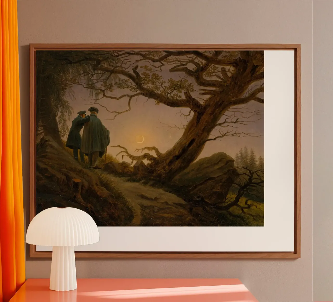 Caspar David Friedrich - Due uomini che contemplano la luna alluminio dibond da Timeless Artworks