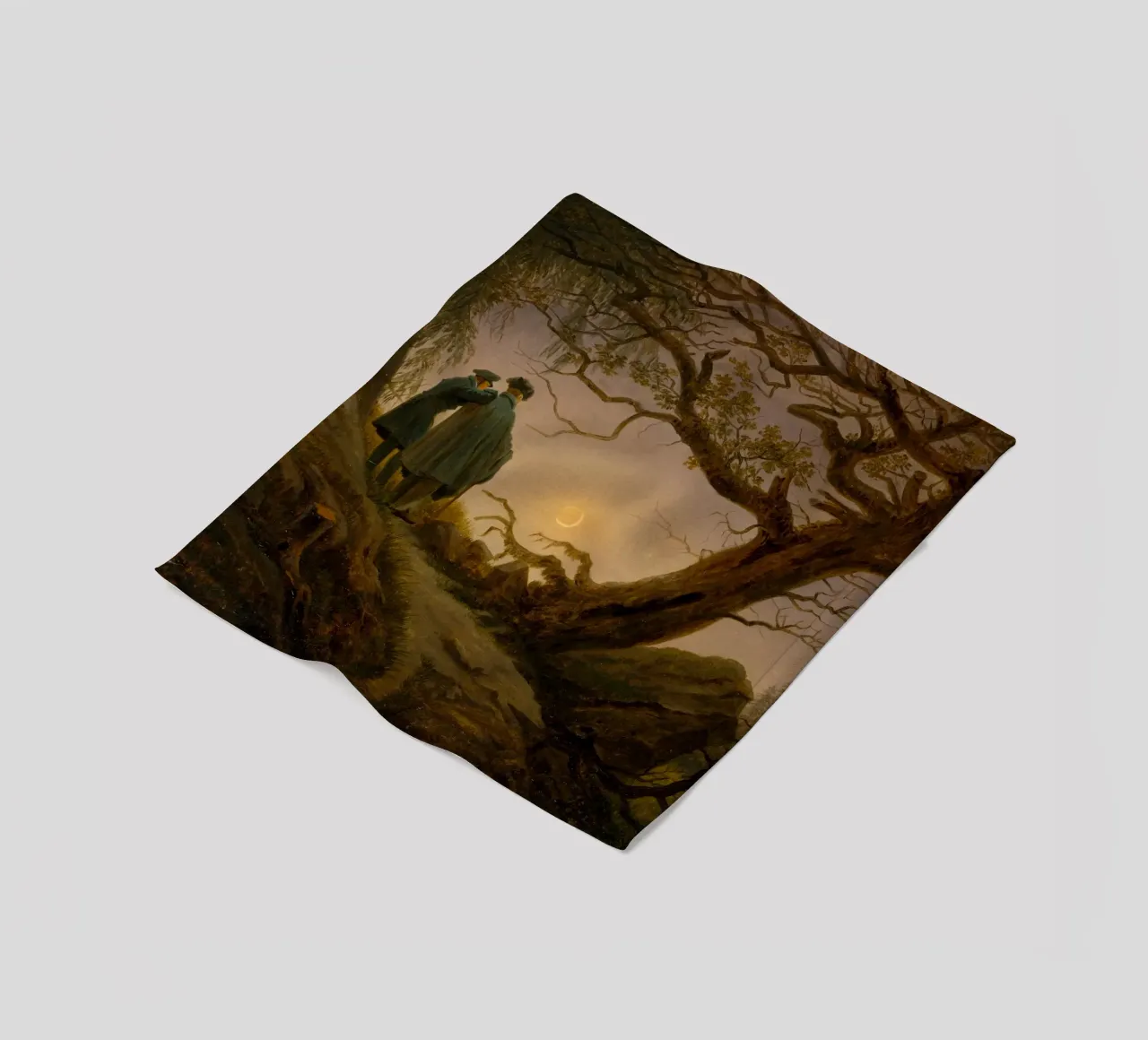 Caspar David Friedrich - Twee mannen die de maan aanschouwen fleecedeken van Timeless Artworks