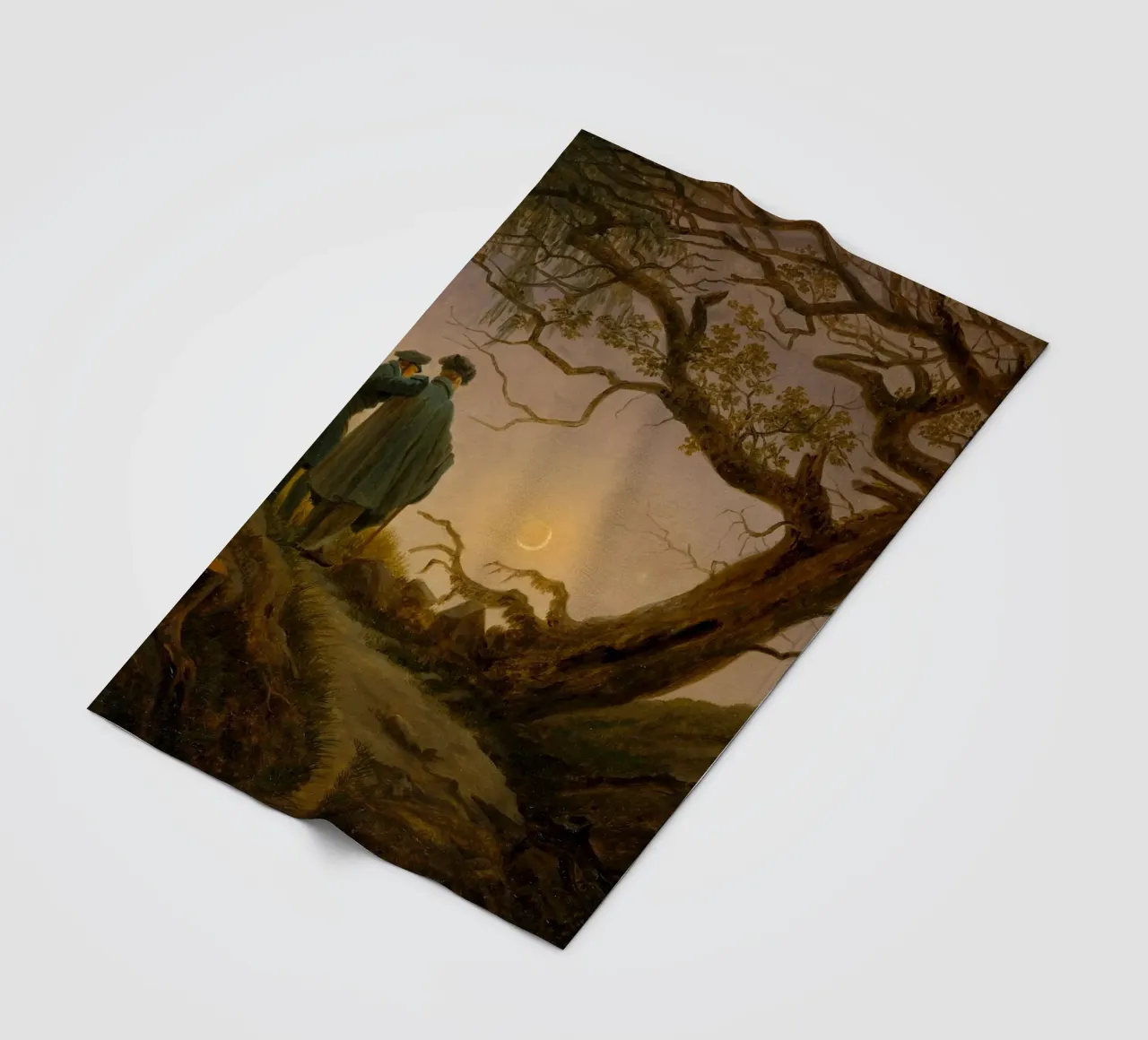 Caspar David Friedrich - Twee mannen die de maan aanschouwen fleecedeken van Timeless Artworks