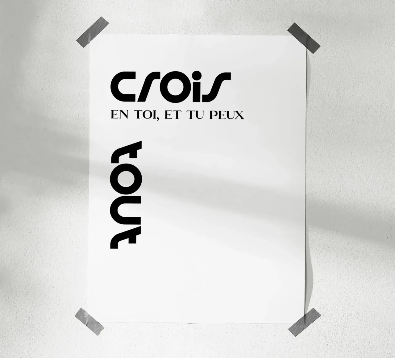 Credi in te stesso e puoi girare la tipografia moderna poster con telaio in plastica da YV TYPOGRAPHY