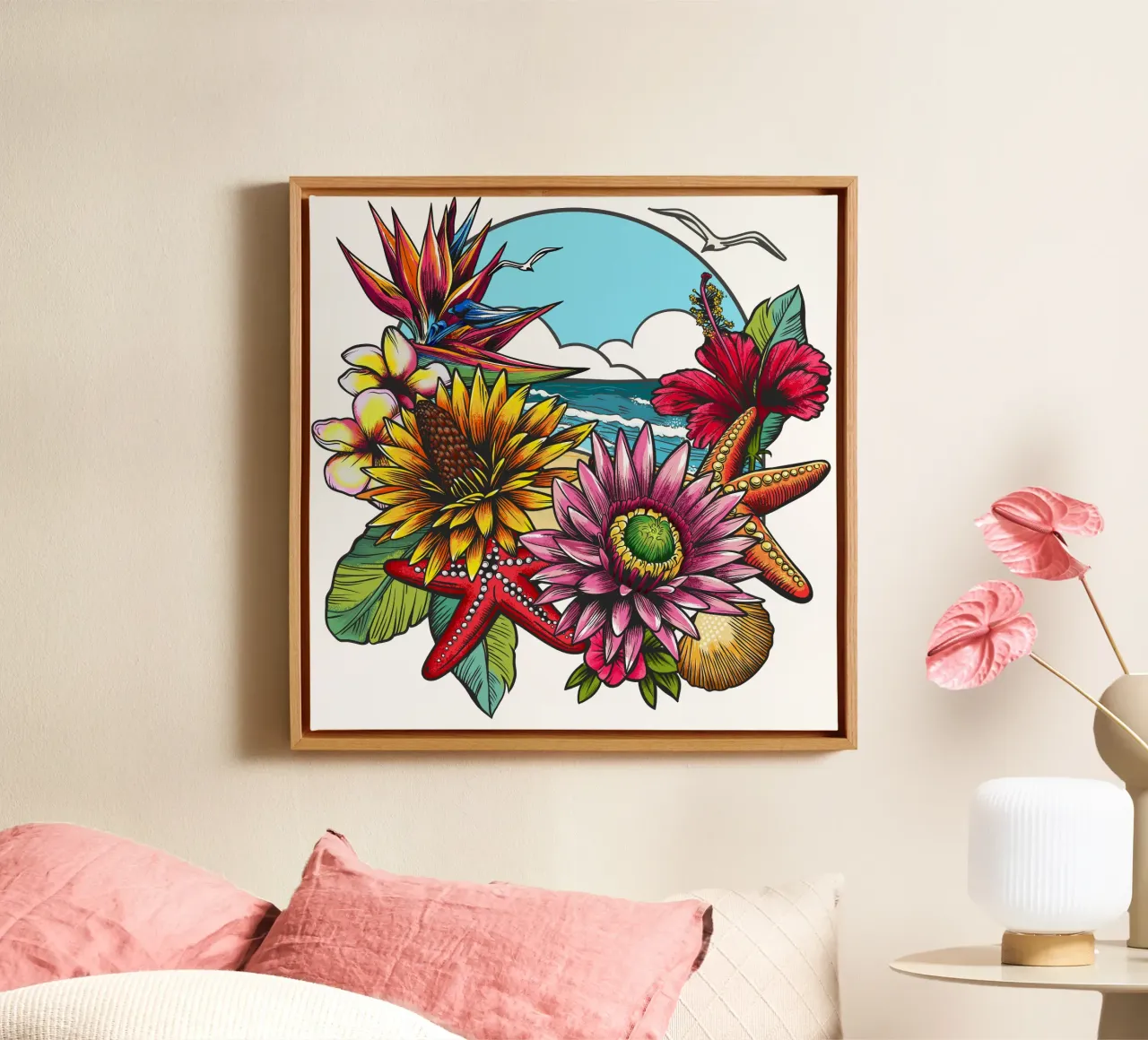 Golden Beach Composition tela con Cornice a cassetta da Irina Tsaran