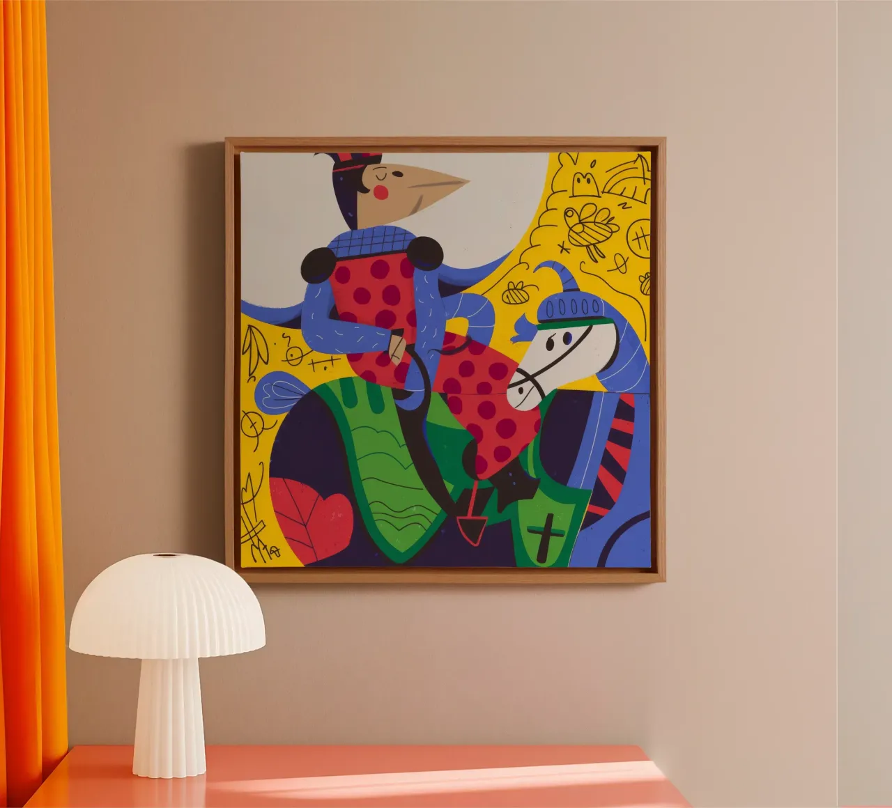 Dialoog tussen vogels canvas met Baklijst van Monarco Virtuoso