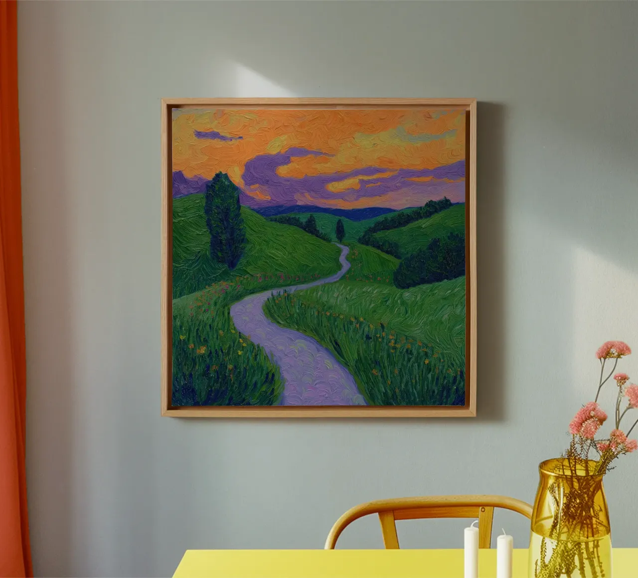 Van Gogh zonsondergang canvas met Baklijst van Art Center