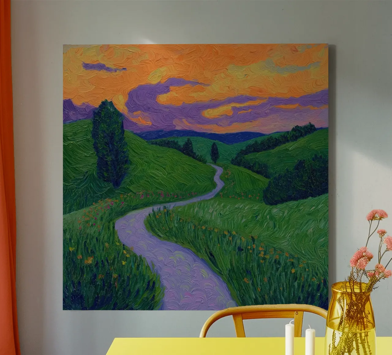Van Gogh zonsondergang canvas met Baklijst van Art Center