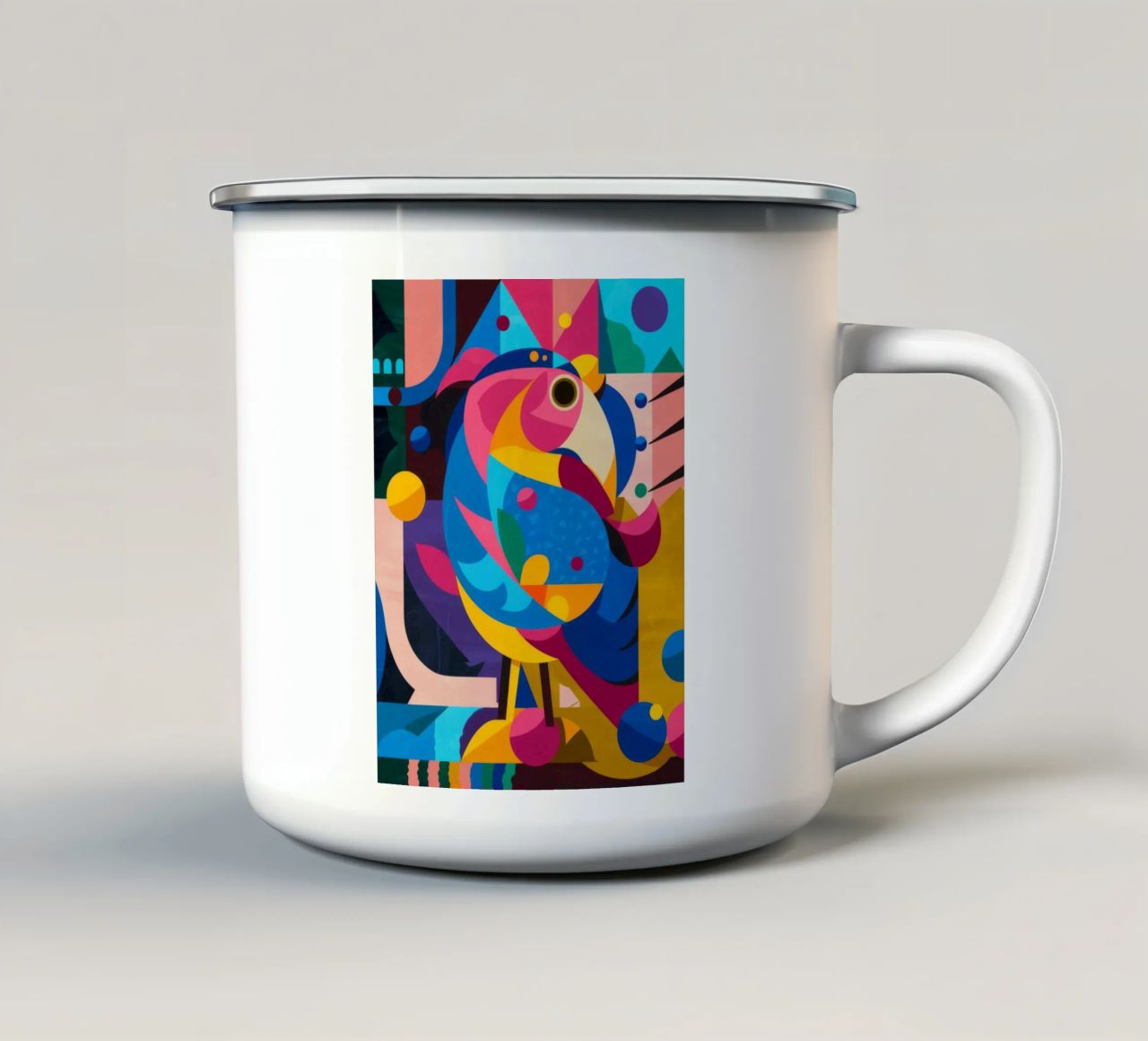 Uccello geometrico tazza in smalto da Monarco Virtuoso