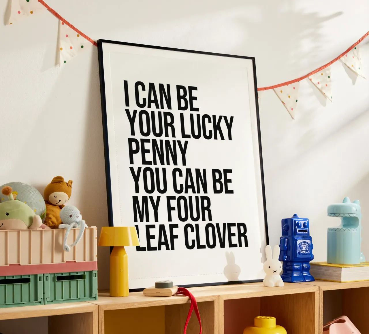 Posso essere il tuo penny fortunato citazione cool poster con telaio in plastica da Paigaam Studio
