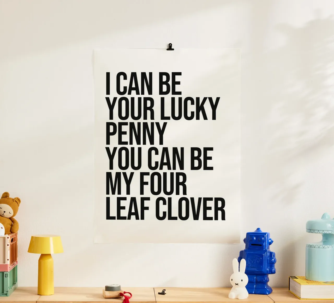 Posso essere il tuo penny fortunato citazione cool poster con telaio in plastica da Paigaam Studio