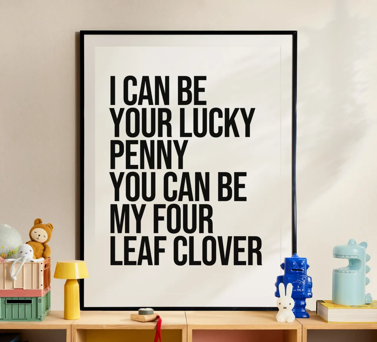 Posso essere il tuo penny fortunato citazione cool poster con telaio in plastica da Paigaam Studio