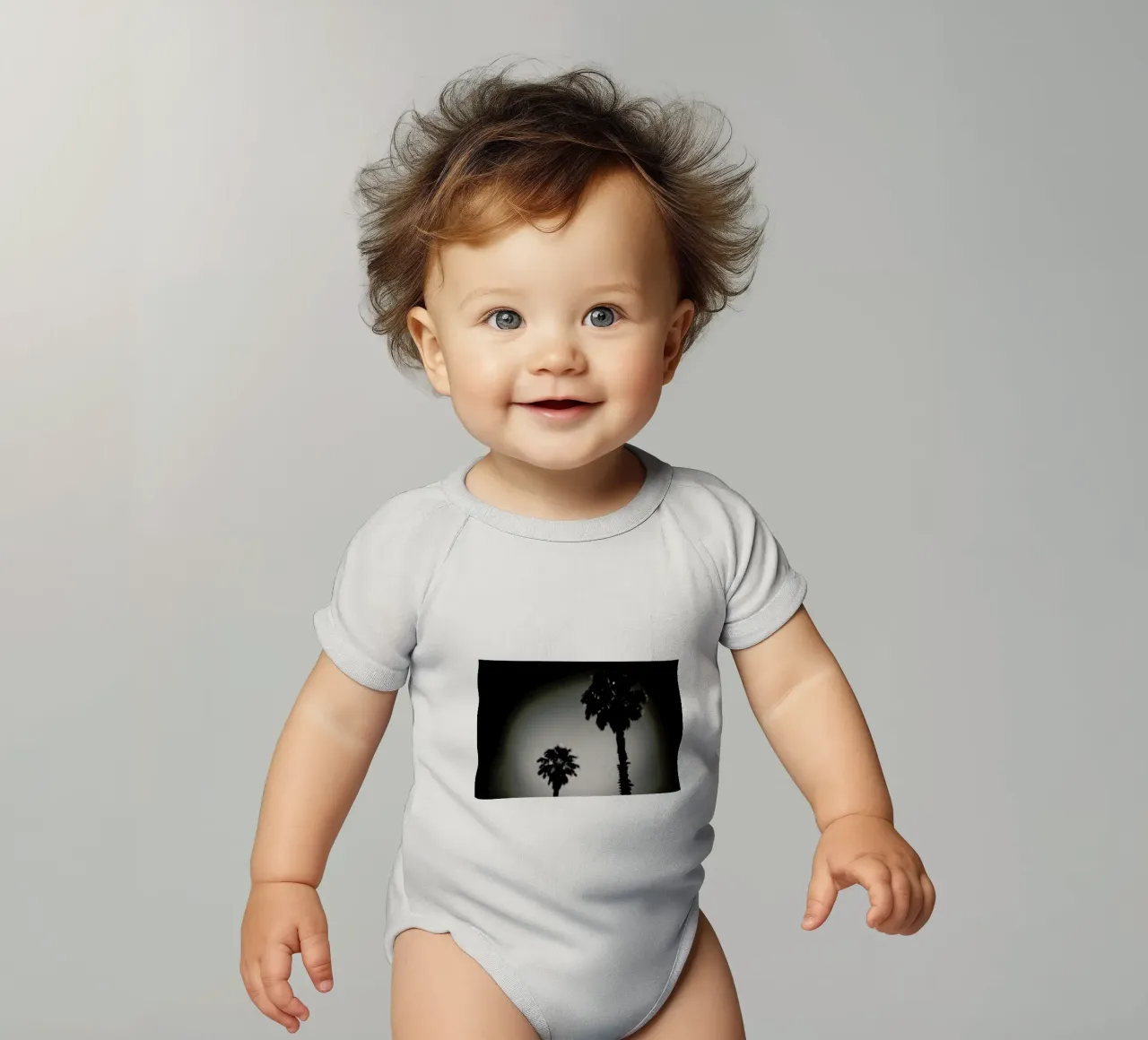 Why are palm trees so damn happy? body neonato maniche corte da Tal Paz-Fridman