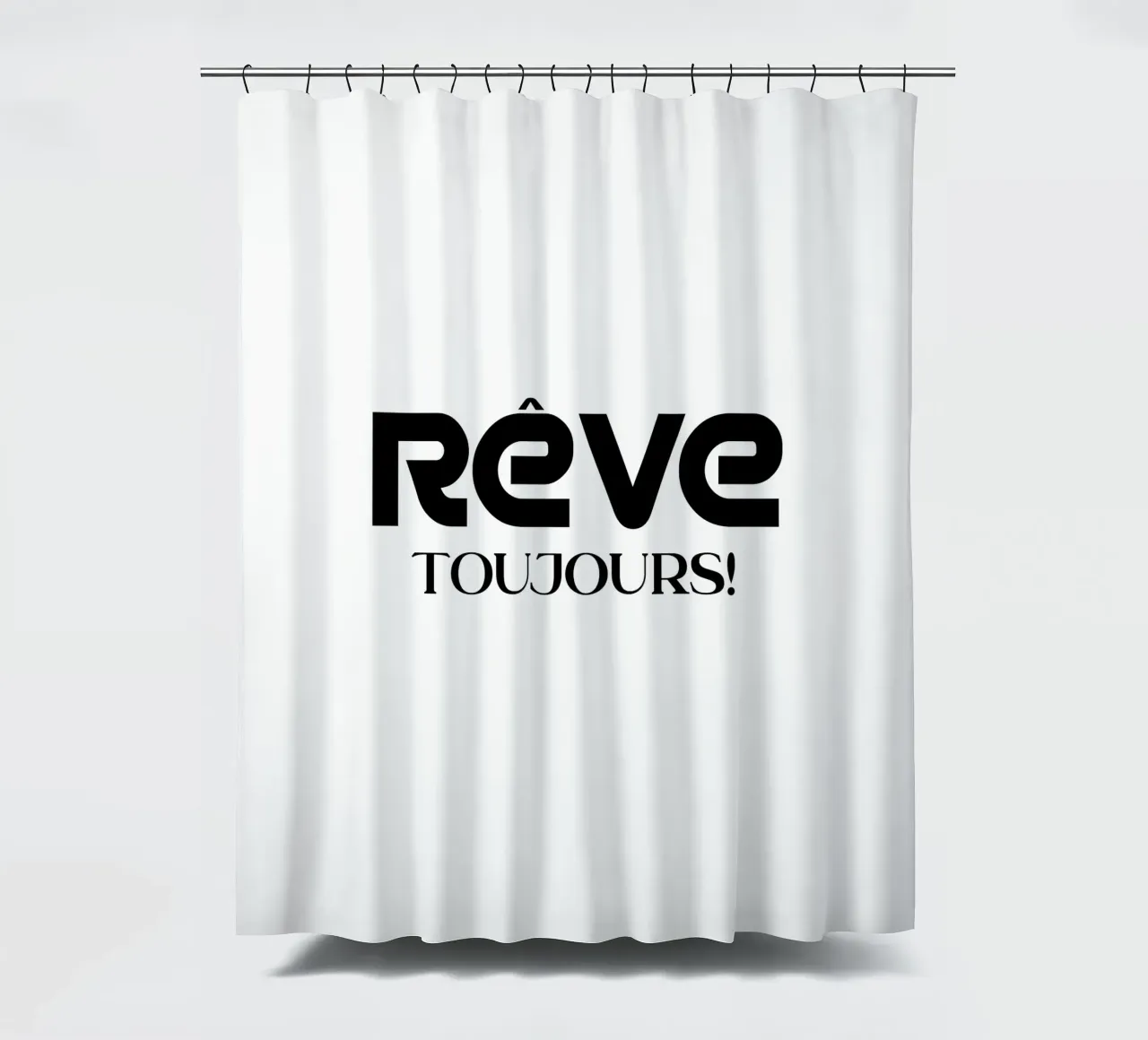 Reve Toujours Simple Minimalist Typography shower curtain by YV TYPOGRAPHY