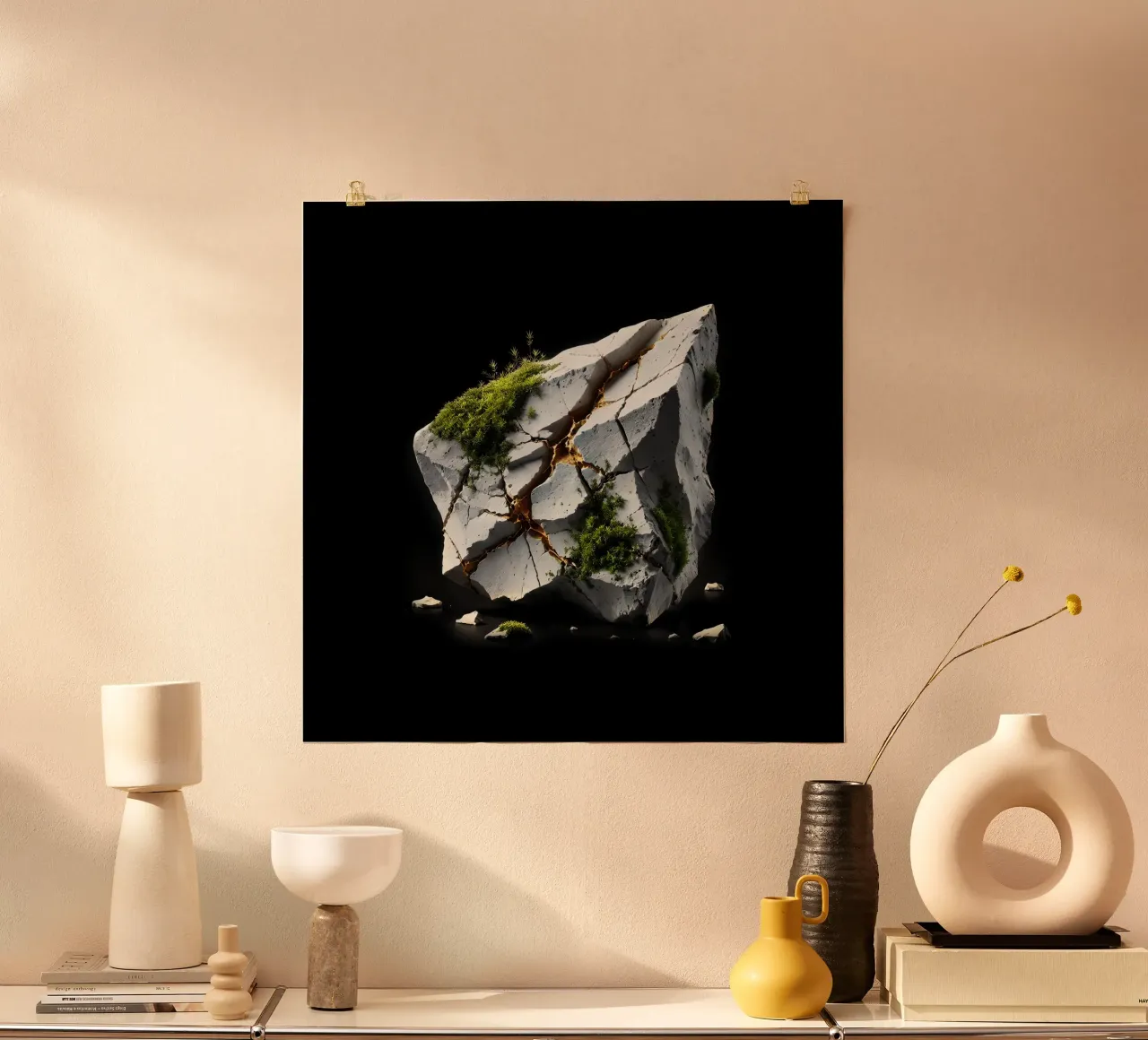 La pietra Kintsugi: l'arte della bellezza nell'imperfezione poster con telaio in plastica da scHio