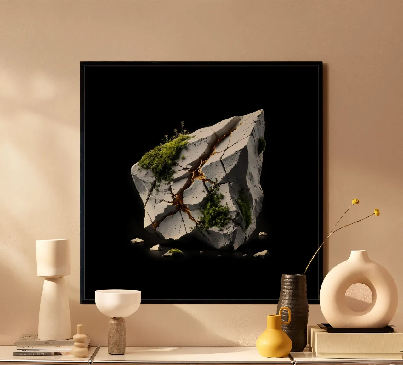 La pietra Kintsugi: l'arte della bellezza nell'imperfezione poster con telaio in plastica da scHio