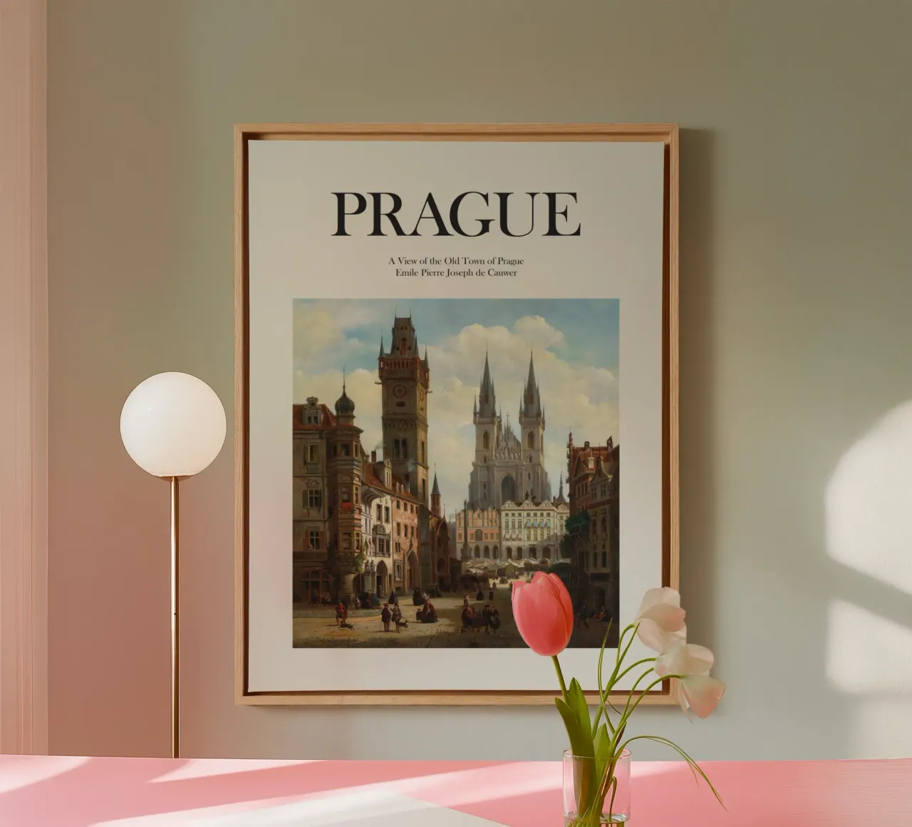 Praag, Tsjechië canvas met Baklijst van Vintagrafica