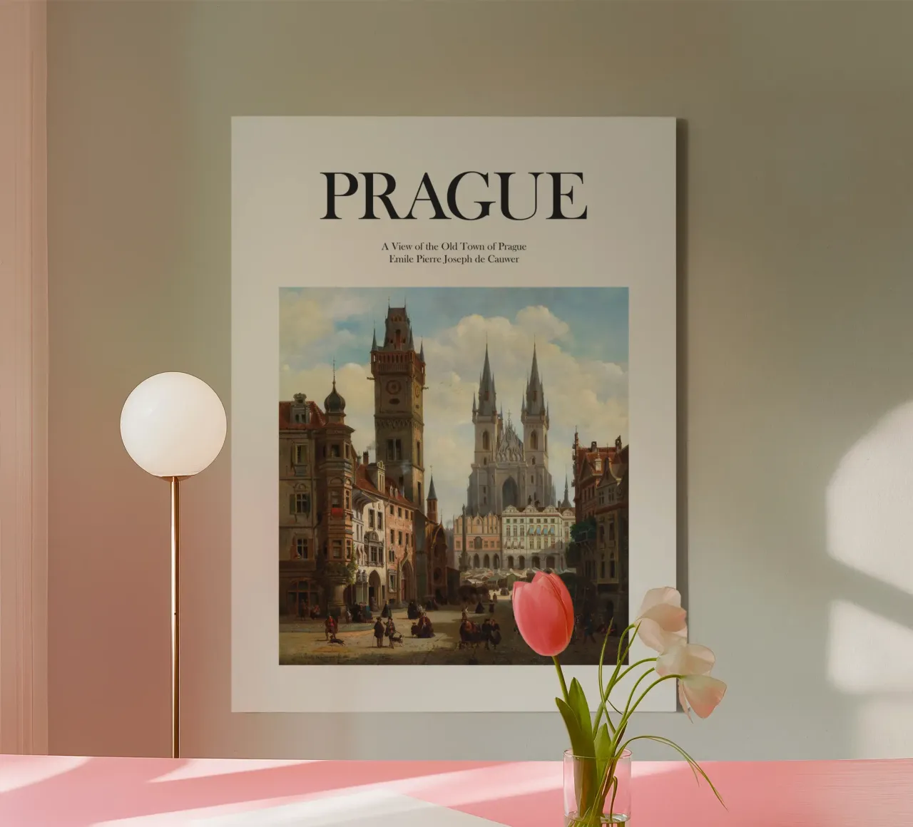 Praag, Tsjechië canvas met Baklijst van Vintagrafica