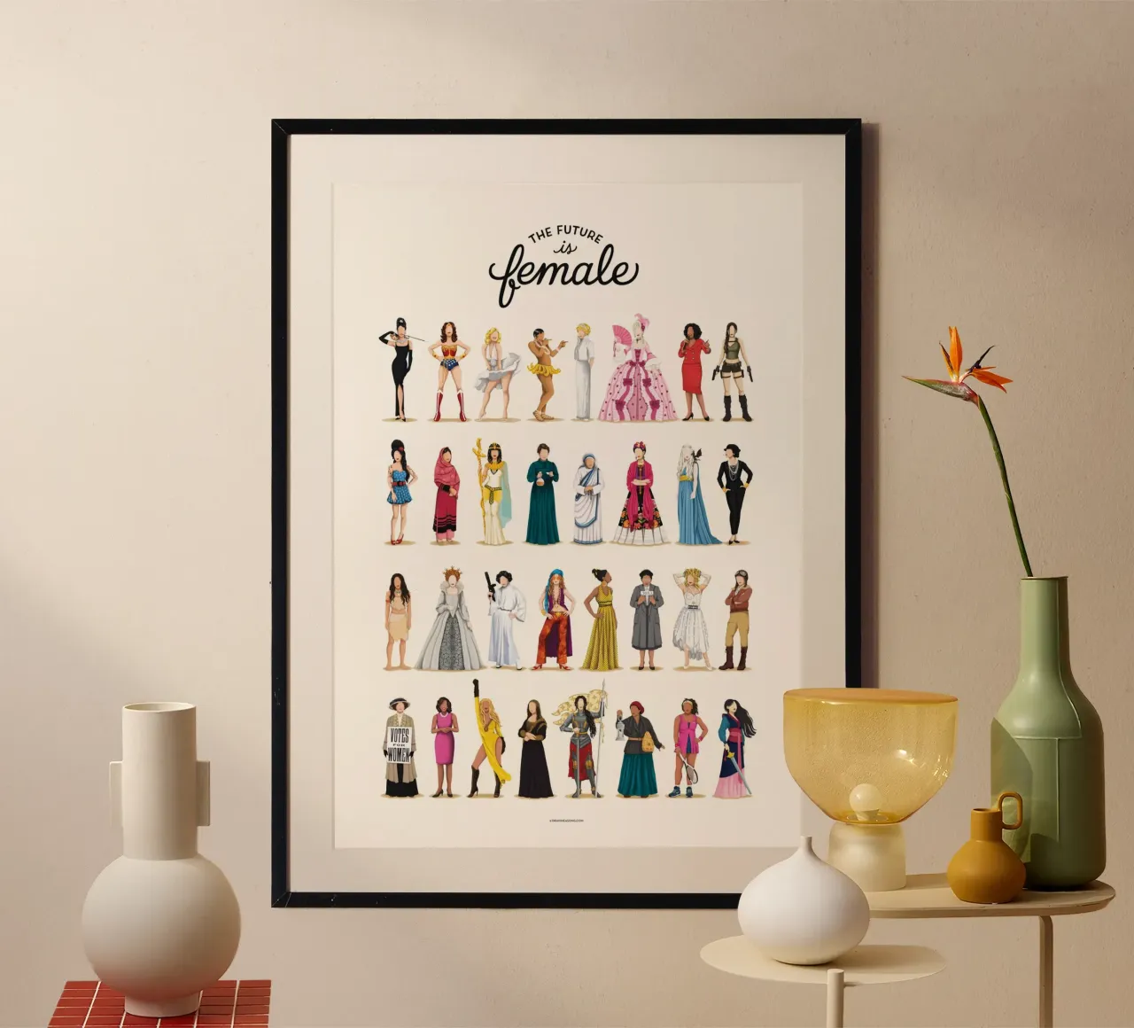 The Future Is Female poster con telaio in alluminio da Nour Tohme