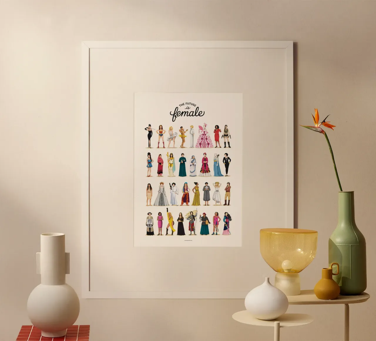 The Future Is Female poster con telaio in alluminio da Nour Tohme