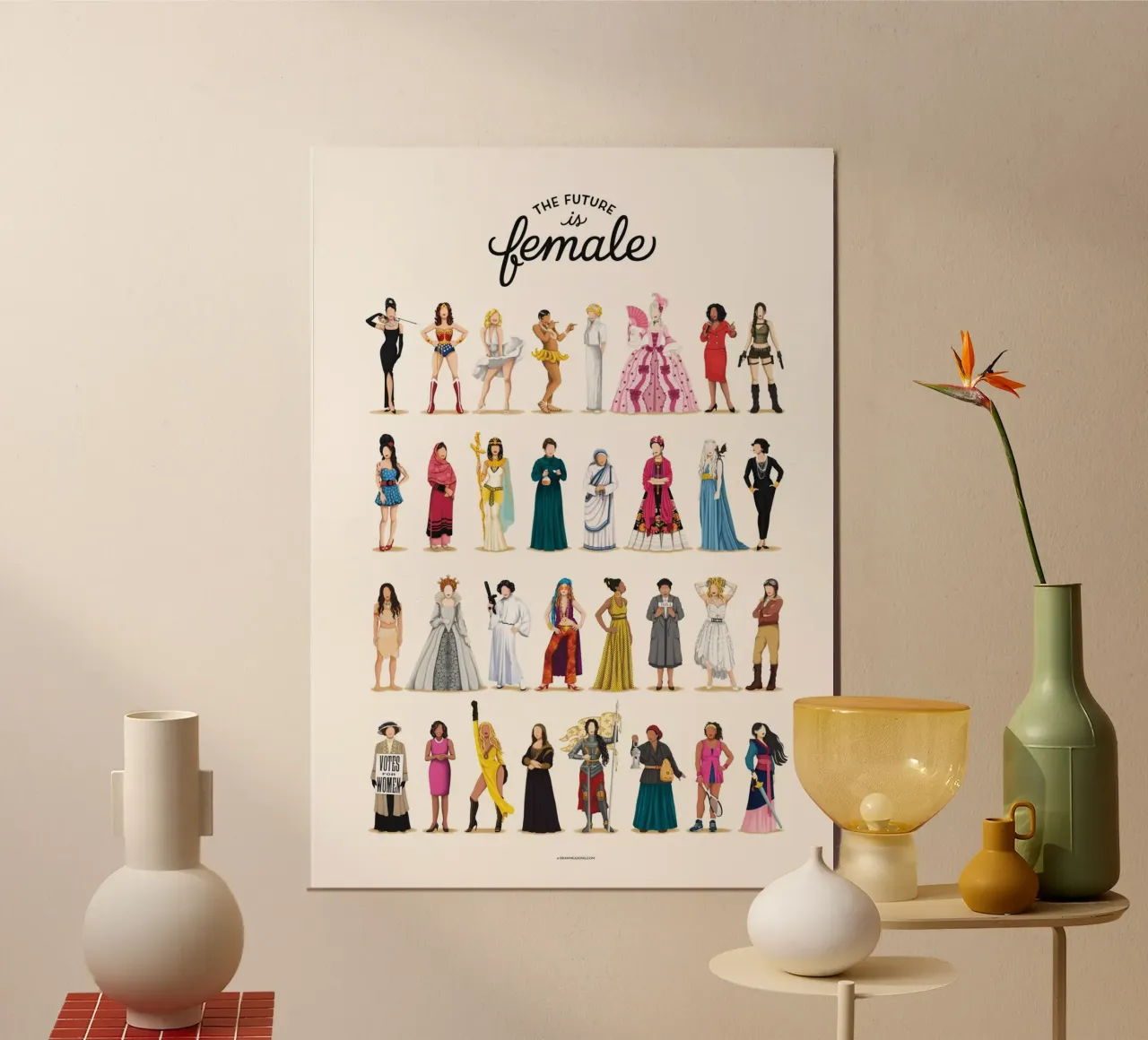 The Future Is Female poster con telaio in alluminio da Nour Tohme