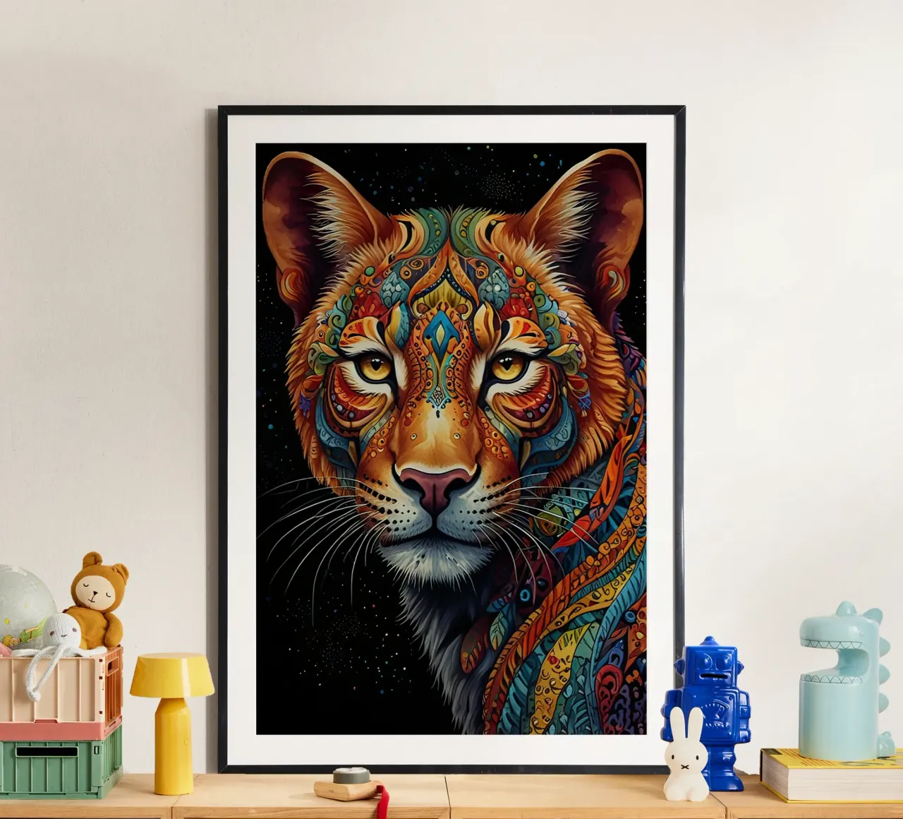leone intricato poster con telaio in alluminio da 🎁 ARTVI-SHOP