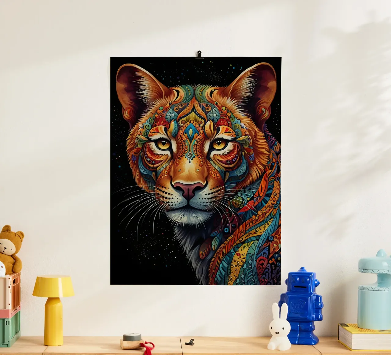 leone intricato poster con telaio in alluminio da 🎁 ARTVI-SHOP