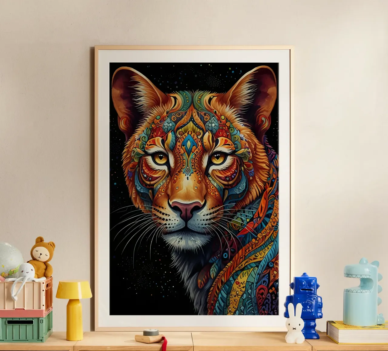 leone intricato poster con telaio in alluminio da 🎁 ARTVI-SHOP
