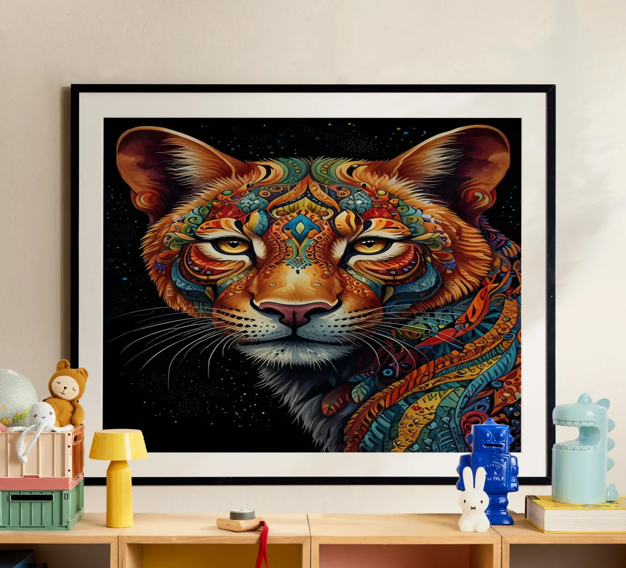 leone intricato poster con telaio in alluminio da 🎁 ARTVI-SHOP