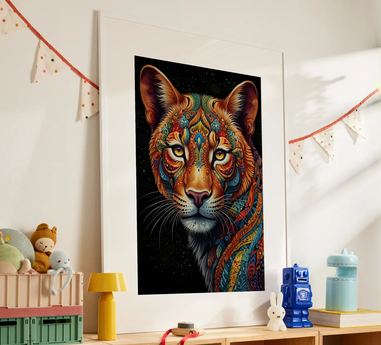 leone intricato poster con telaio in alluminio da 🎁 ARTVI-SHOP