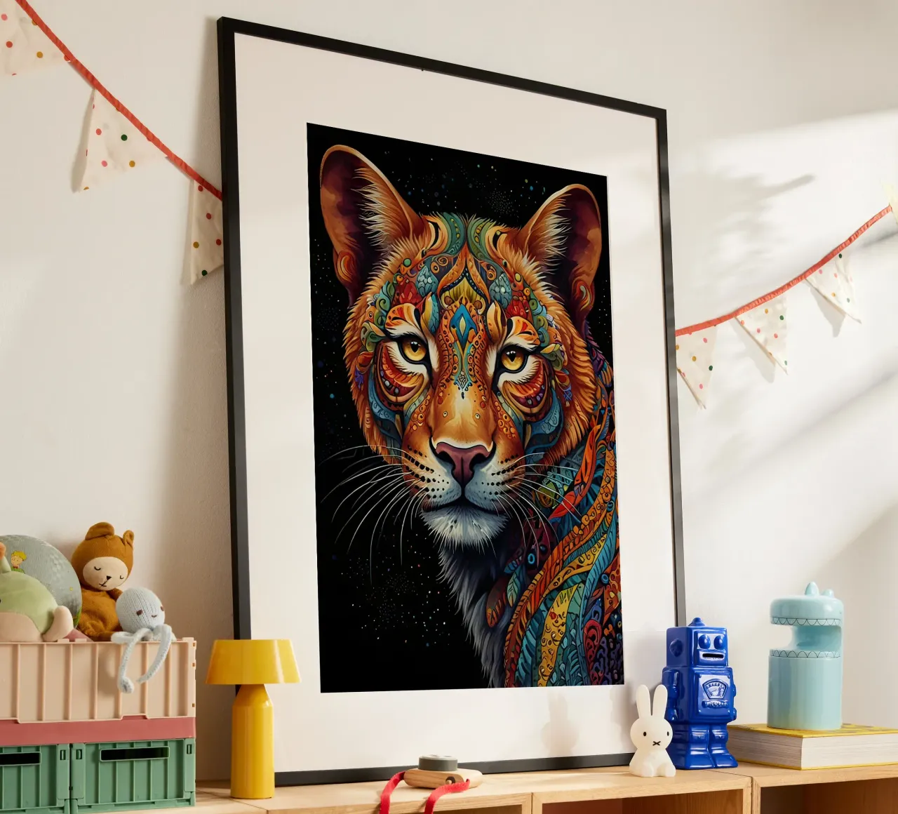 leone intricato poster con telaio in alluminio da 🎁 ARTVI-SHOP
