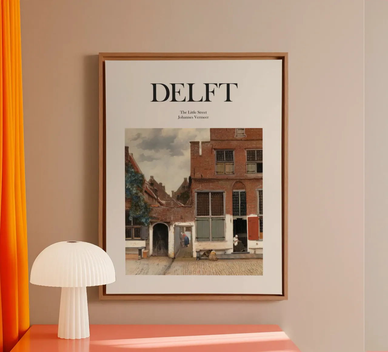 Delft, Netherlands canvas met Baklijst van Vintagrafica
