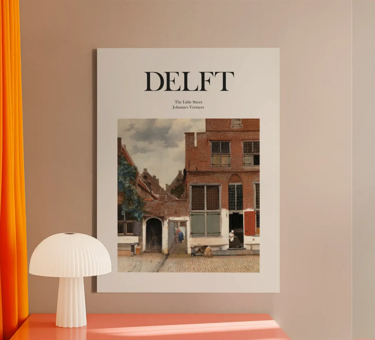 Delft, Netherlands canvas met Baklijst van Vintagrafica
