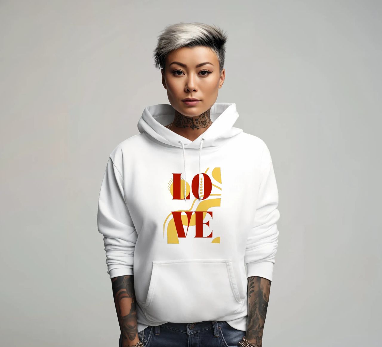 Amore - belle forme minimaliste di design felpa con cappuccio da Happy Mind Art