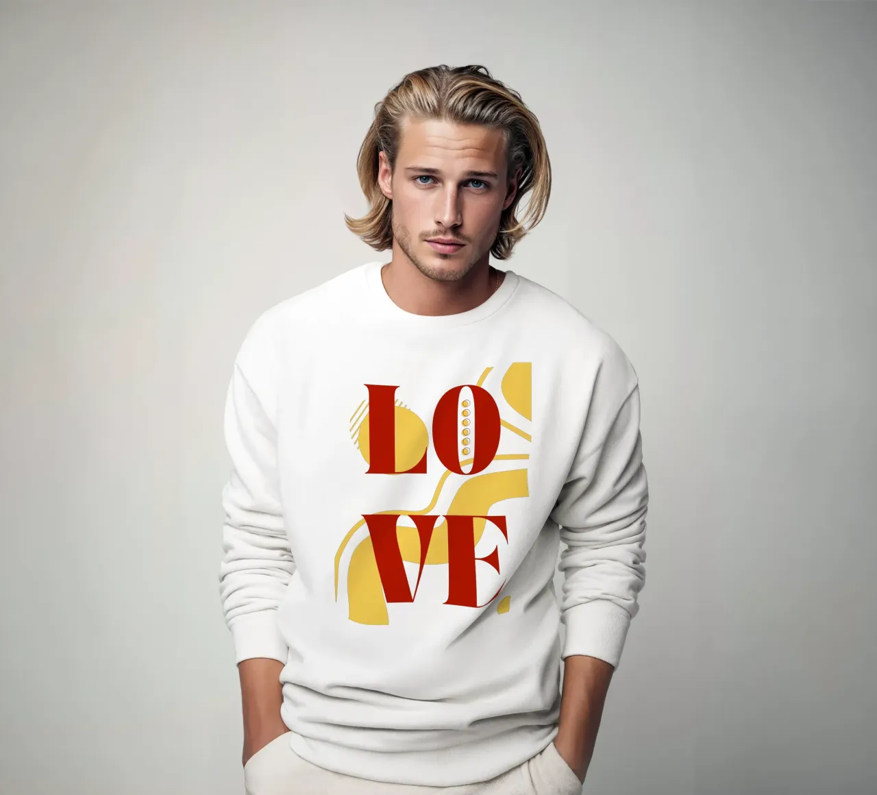 Love - beautiful minimalistic shapes art design sweatshirt by Happy Mind Art