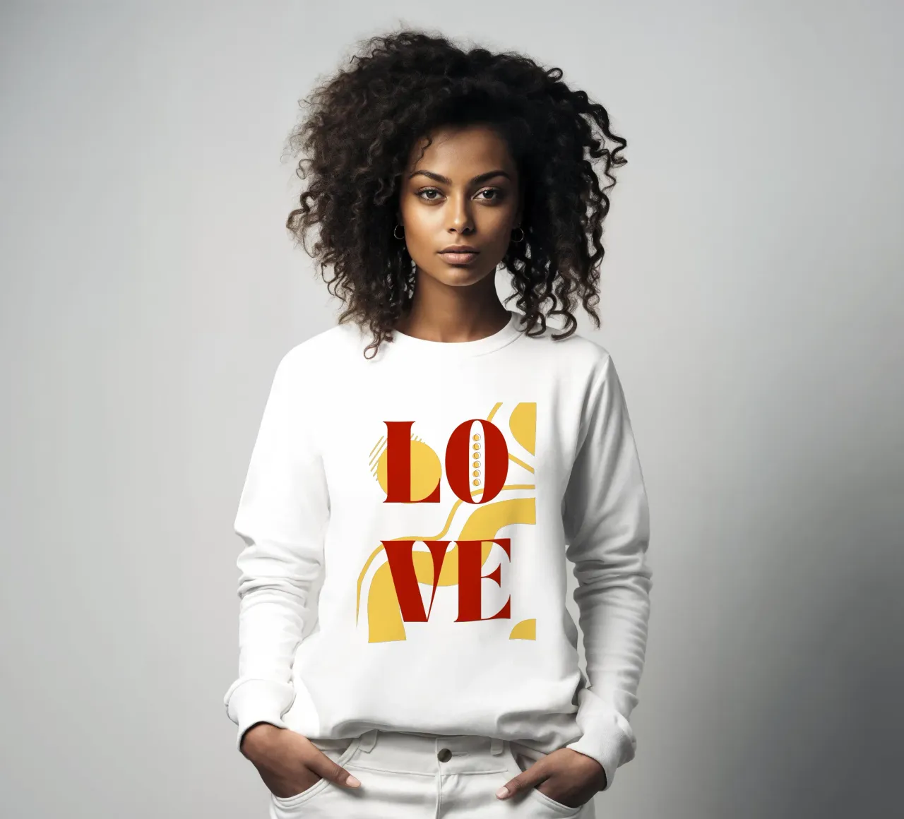 Love - beautiful minimalistic shapes art design sweatshirt by Happy Mind Art