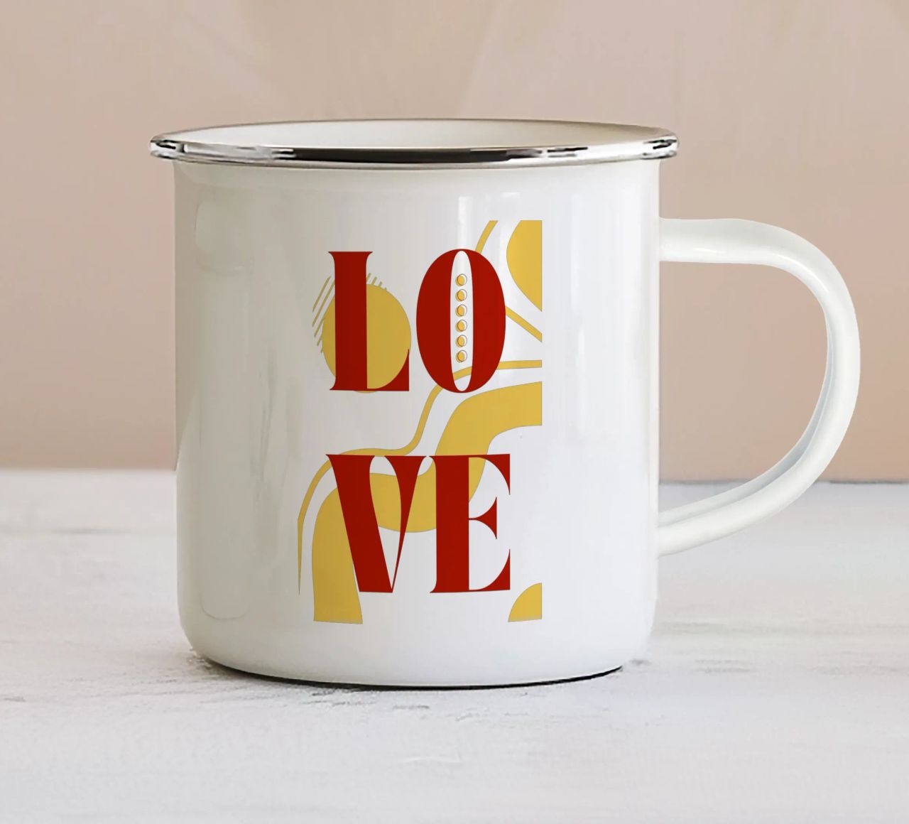 Amore - belle forme minimaliste di design tazza in smalto da Happy Mind Art